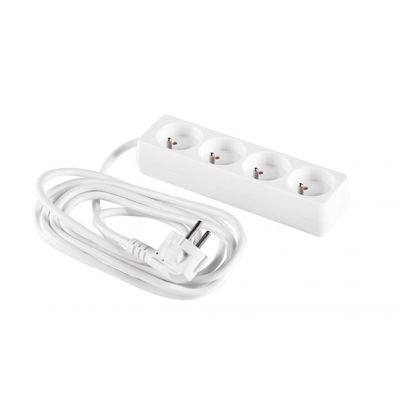 Przedłużacz listwa sieciowa zasilająca 4 gniazda 3x1mm2 biały 1,5mb ELCAN (PM-BW-4G-15)